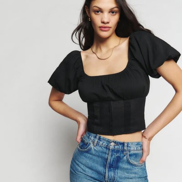 Reformation Tops - Reformation Linen Top Alayna Linen Top - Black - Sz 10
